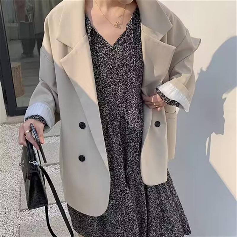 Jarní a podzimní bílé sako dámské jarní a podzimní ležérní volné elegantní retro sako