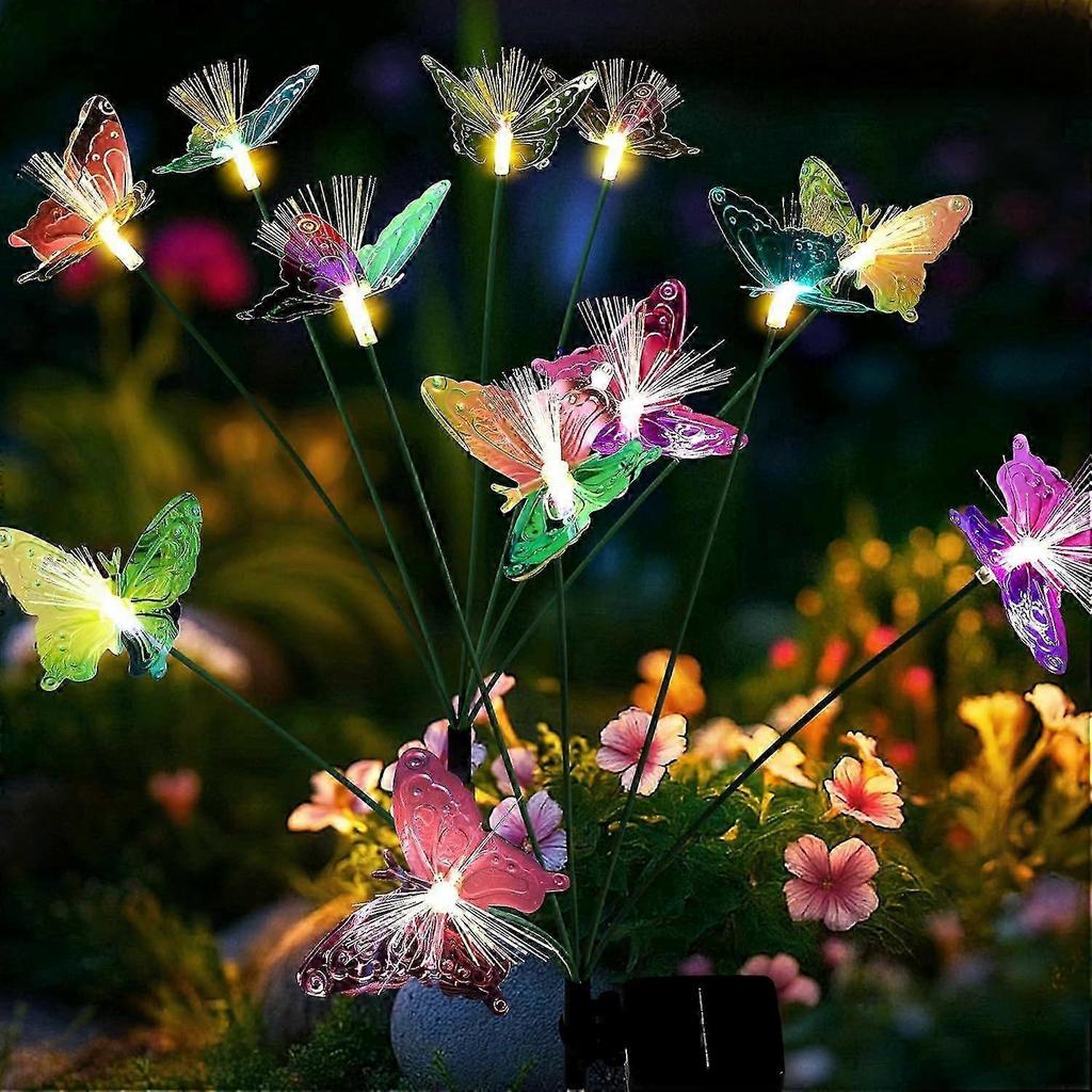 2 Pack Solar Lights Outdoor Garden, Colorful Butterfly Solar Swaying Lights, Outdoor Garden Light Waterproof for Pathway, Yard, Patio Decoration