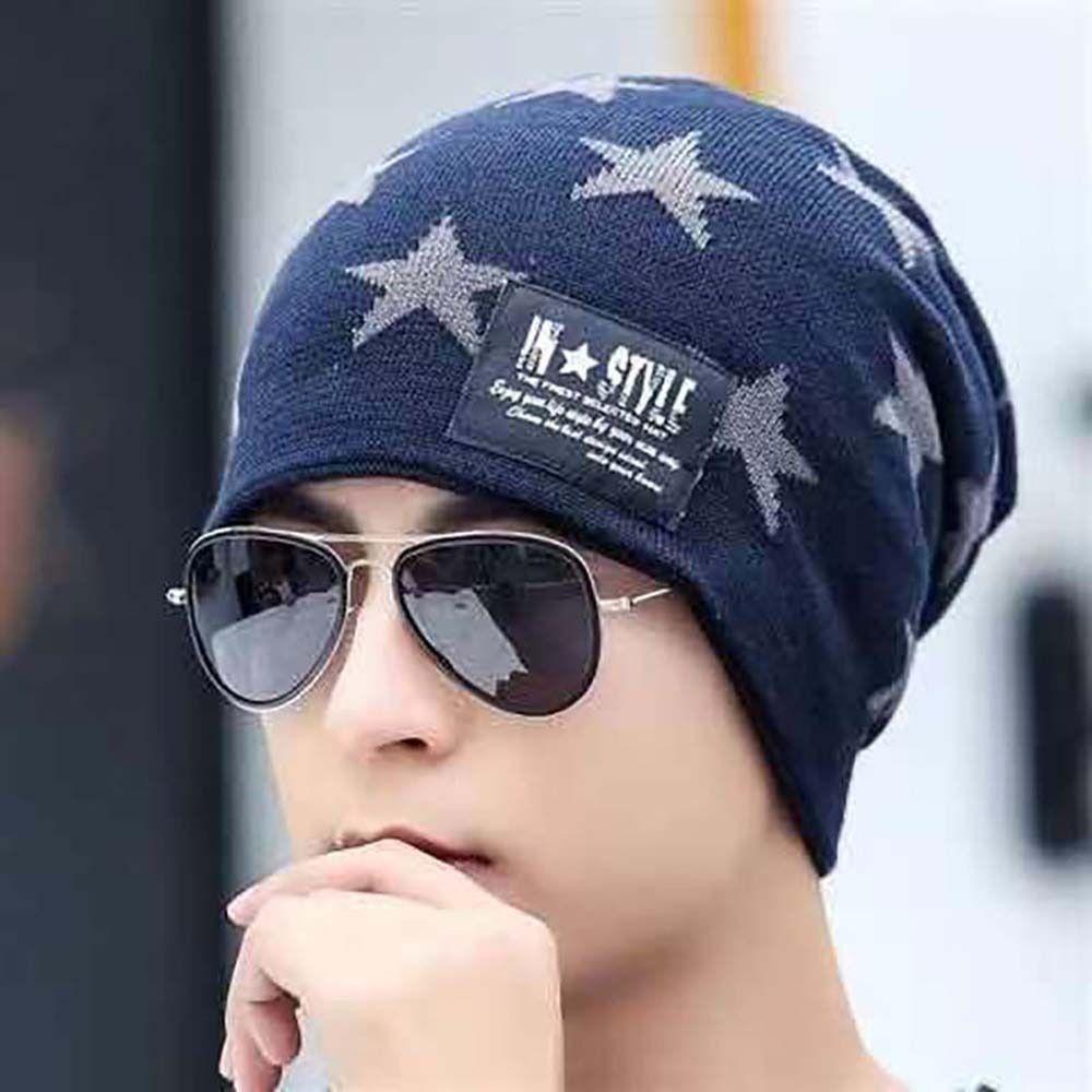 Plush Men's  Beanie Cap Star Neck Scarf  Hat Fashion Winter Hat Scarf Set  Female/Male