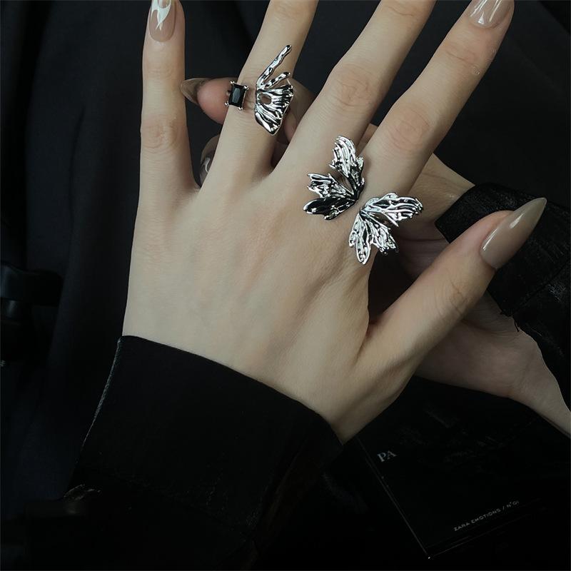 Butterfly Language Series Heavy Industry Butterfly Ring Women'S Niche Design Sense Advanced Purple Jewelry Personality French Index Finger Ring