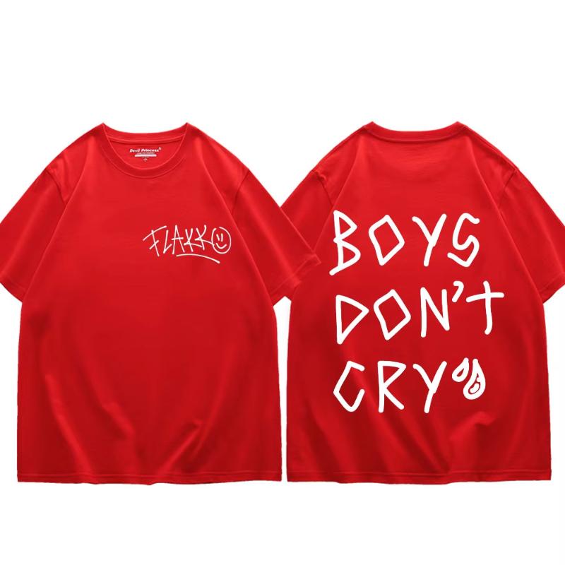 

Rels B Flakk Smile Boys Dont Cry Print T Shirt Unisex Women Clothing Hip Hop Fashion Tshirt Summer Casual Loose Cotton Tshirts S