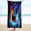 1PC Custom Name Electric Guitar Flames Beach Towel Highly Absorbent And Sand-Resistant Towel for Swimming, Pool, Yoga, And Travel Lightweight