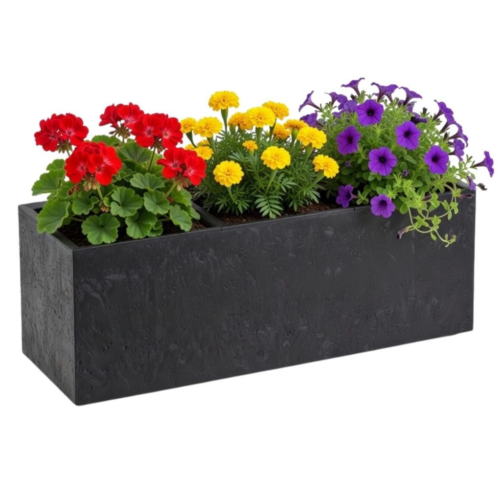 Concrete Planter On Wheels Black Concrete 90X30Xh30 Cm