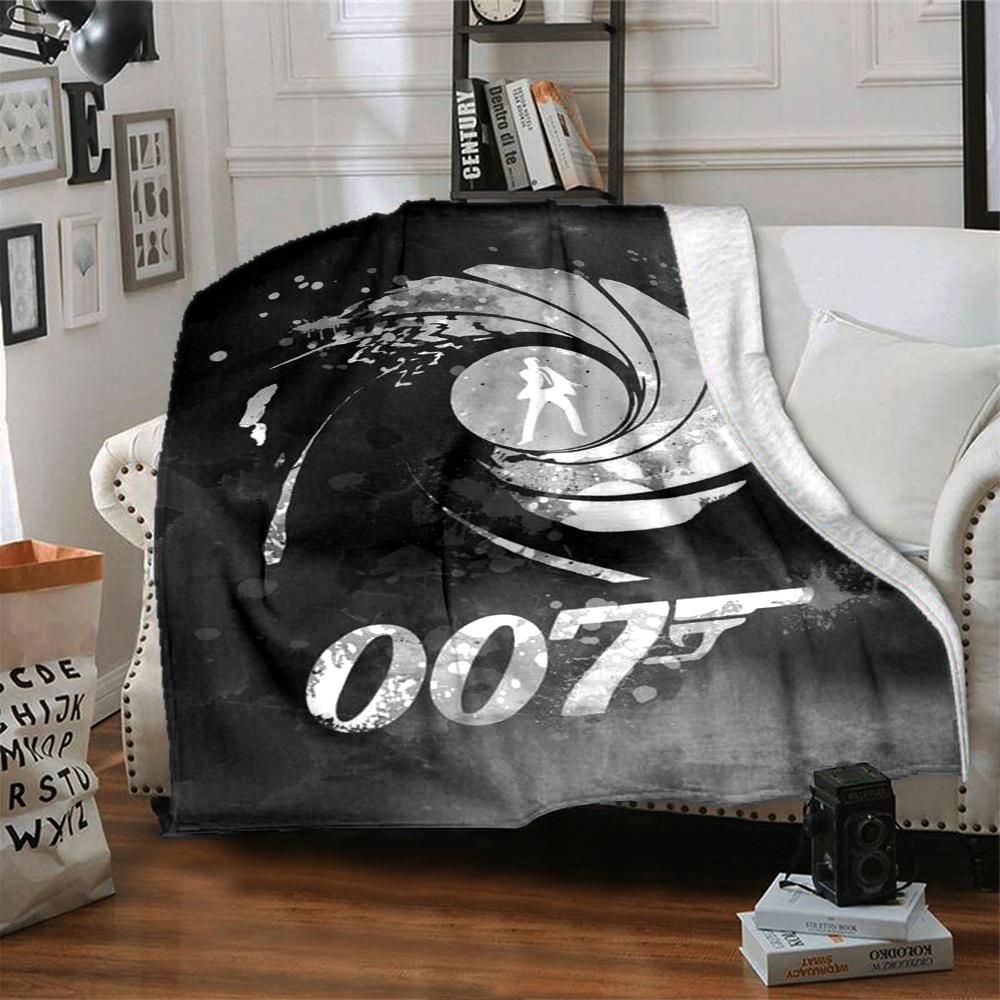 007 James Bond Theme Printed Blanket - Perfect for Couch, Bed, Travel & Outdoor Use | Machine Washable, Cozy & Durable.