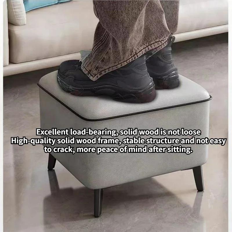Stolička Domácí lehká luxusní nízká stolička Dveřní boty Převlékací stolička Čtvercová stolička Obývací pokoj Pohovka Boční lavice Kožené taburetky Pouf