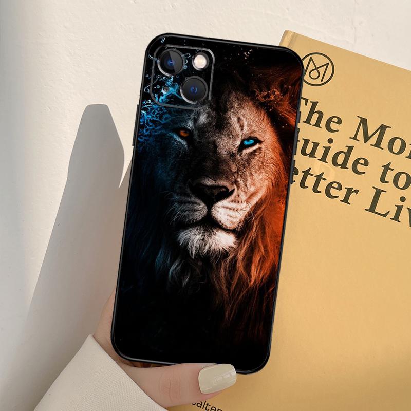 King of Jungle Lion Phone Case For iPhone 11 12 13 Pro Max XS XR X 6 7 8 Plus 12 13 Mini SE 2020 Cover Shell
