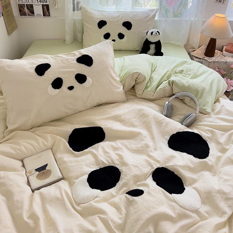 Sleeping grid A-class washed cotton towel embroidery four piece set