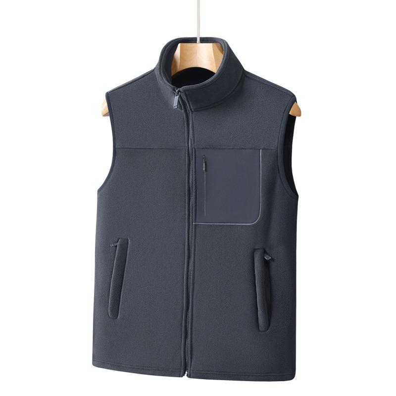 

Новый Мужской Модный Флис Мужской Осенне-Зимний Плюс Бархатный Утепленный Жилет с Застежкой-Клипсой Теплая Безрукавная Куртка Большого Размера L серый