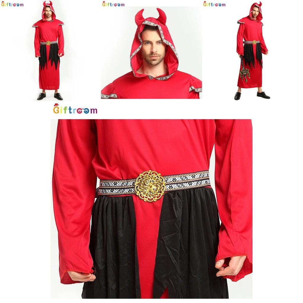 Auffälliges Western-Halloween-Kostüm für Männer mit rotem Teufel-Satan-Robendesign