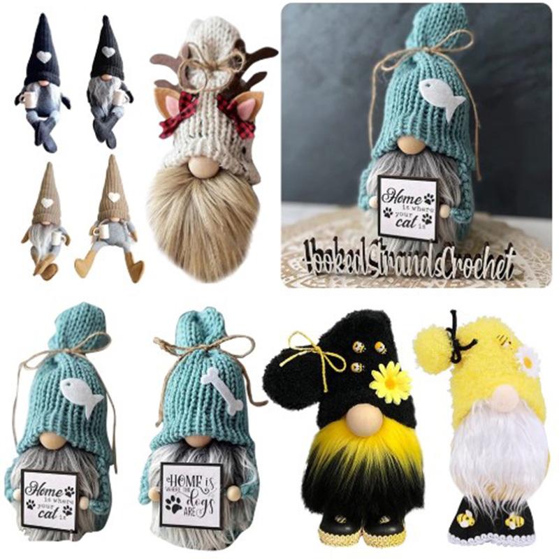 Gnome Bee Elf Plush Faceless Doll Sunflowers Faceless Nisse Swedish Dwarf Tomte Decorations Ornaments for Home Farmhouse Garden