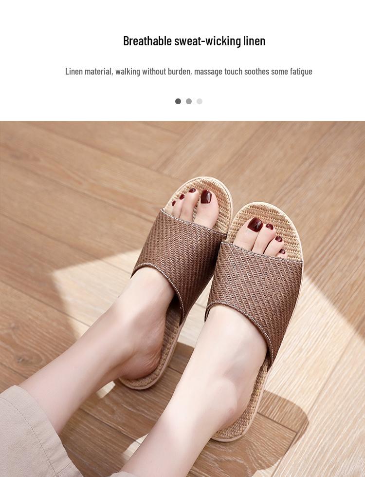 Four Seasons Unisex Breathable Linen Slippers - Sweat-Absorbent, Odorless, Silent On Wood Floors