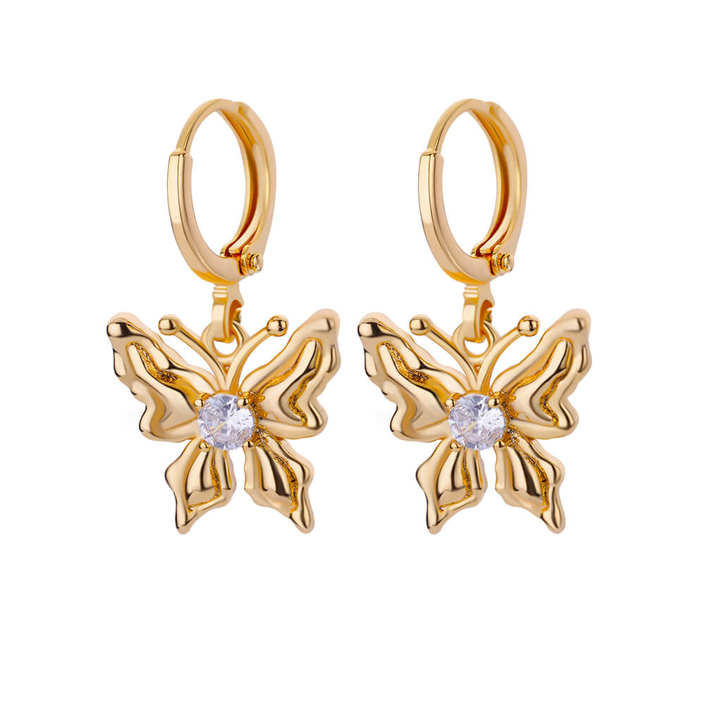 Zircon Butterfly Pendientes EarringsFor Women Stainless Steel Gold Butterfly Earring Trend Girl y2k Jewelry aretes mujer