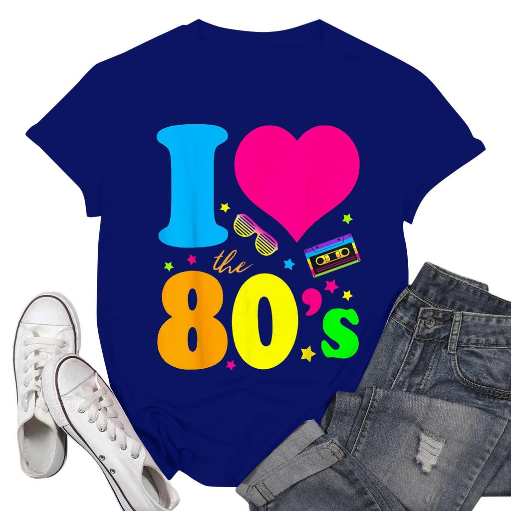 Women's Fashion Casual Days Of School Printed Short Sleeve Round Neck Pullover Tops