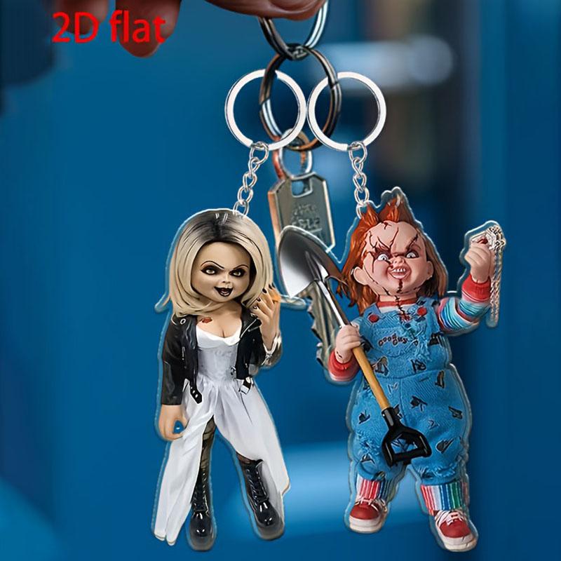 2pcsHorror Themes-2D Acrylic Keychain, Car Keychain,Gift for Horror Enthusiasts, Halloween and Christmas Gifts,Horror Keychain