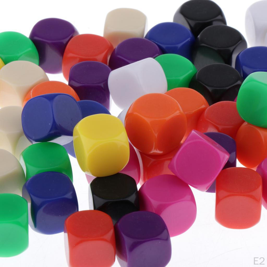 16MM Bunte Acryl-Rohlinge Würfel für Klassenzimmer Brettspiele, DIY Aufkleber, Mathe Zählunterricht,