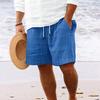 2023 Men's Hot-Selling Cotton Linen Drawstring Beach Shorts