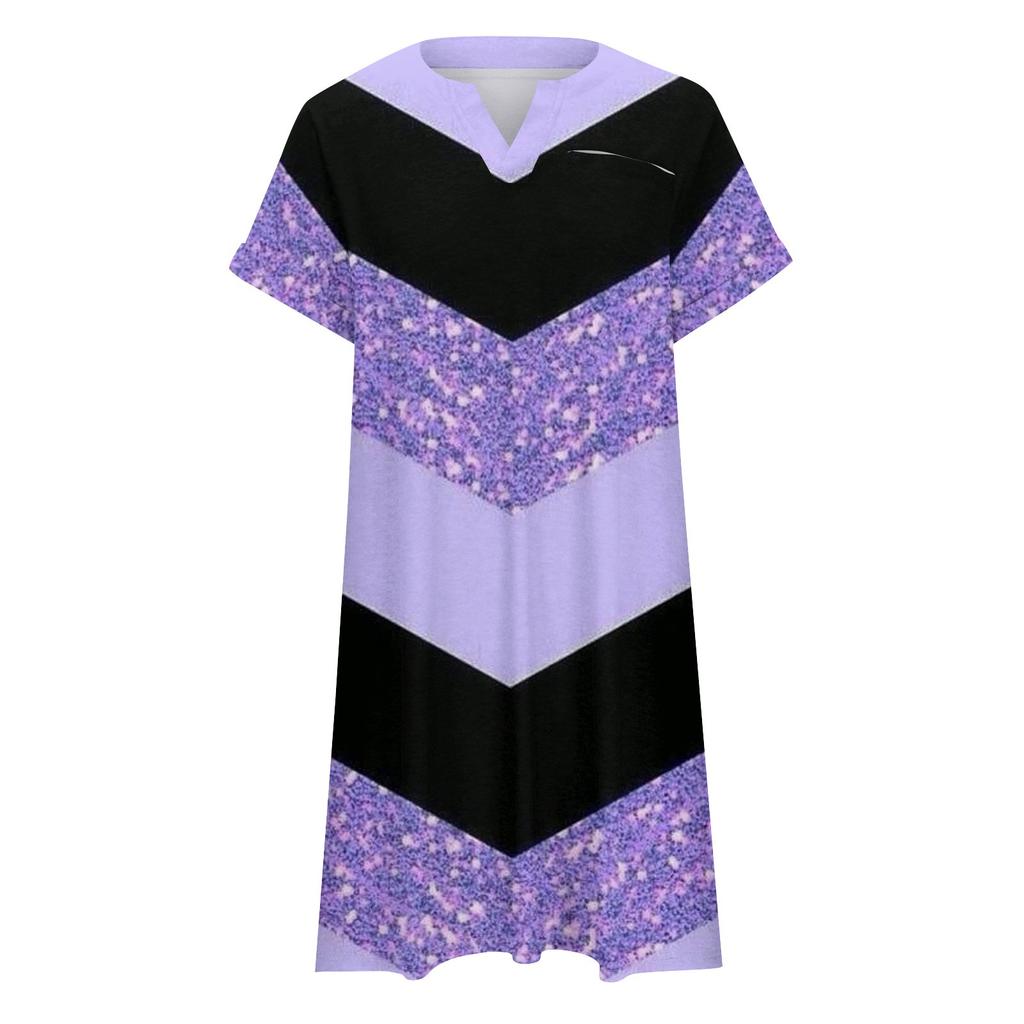 Robes grande taille pour femmes, col en V, manches courtes, tunique d'été décontractée avec poche