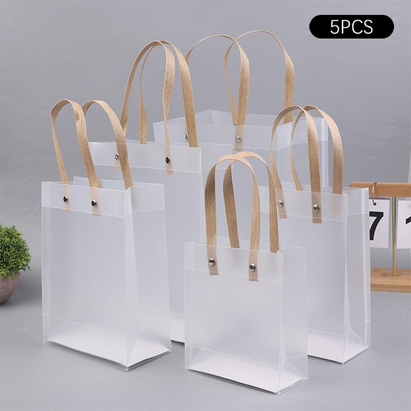 5Pcs Frosted Translucent Pvc Loot Bag Gift Bagbbags For Gifts Packing Bag Pvc Hand Bag Party Decor Souvenir Tote Bags