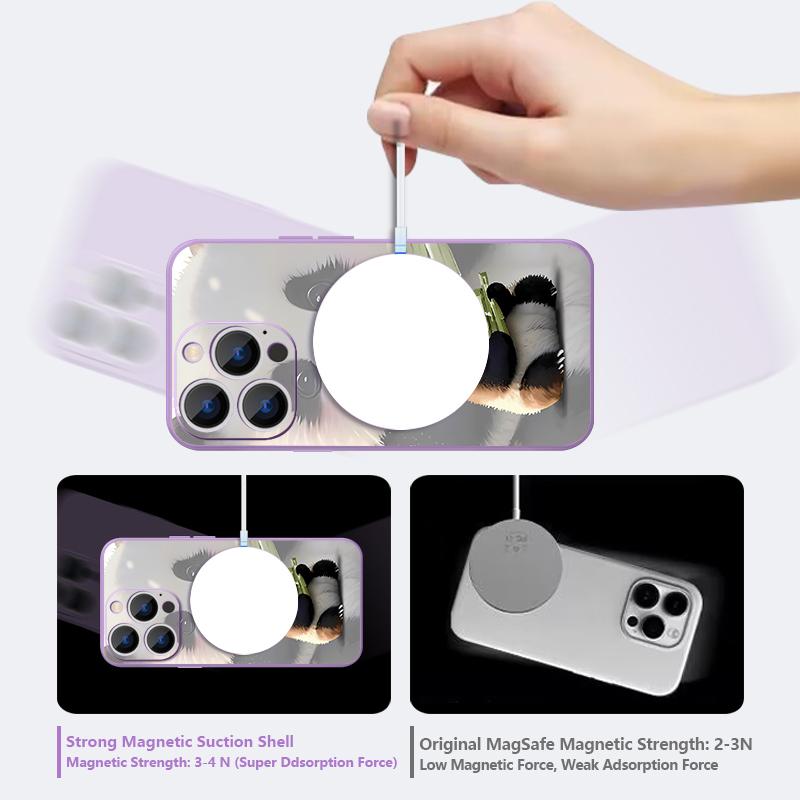 For iPhone 17 Pro Max Case Lovely Baby Panda Pattern Magnetic For Magsafe Silicone Cover For iPhone 16 Pro Max Funda iPhone 15 14 13 12 11 16E Air