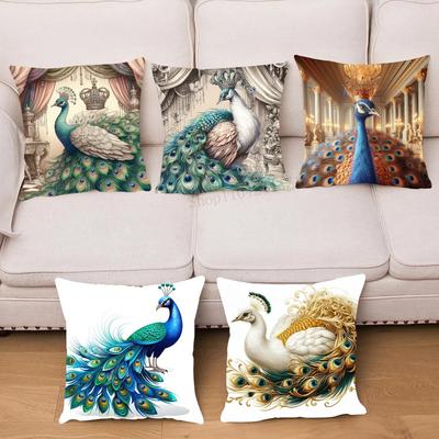 1pc Nordic Style Peacock Oil Pillow Case Square Bedroom Sofa Leisure Comfort Cushion Car Living Room Home Decoration