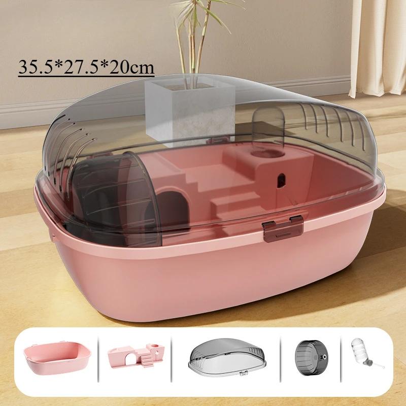 

Guinea Pig Cage Hamster Cage Home Guinea Pig Accessories Small Animal Cage with Hamster Wheel Exercise Platform Water Bottle рожевий