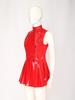 S-3XL Wet Look PU Sleeveless Dress Open Front Button Overlay Pleated Hem Glossy Vinyl for Rave Party Club Night