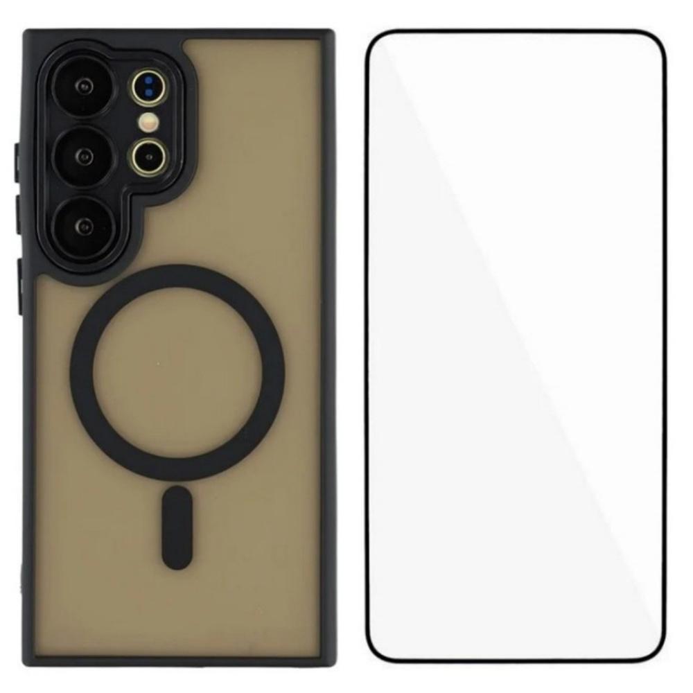 WANLONFENG QB Series For Samsung Galaxy S25 Ultra Case Compatible with MagSafe PC TPU Phone Cover with Screen Film