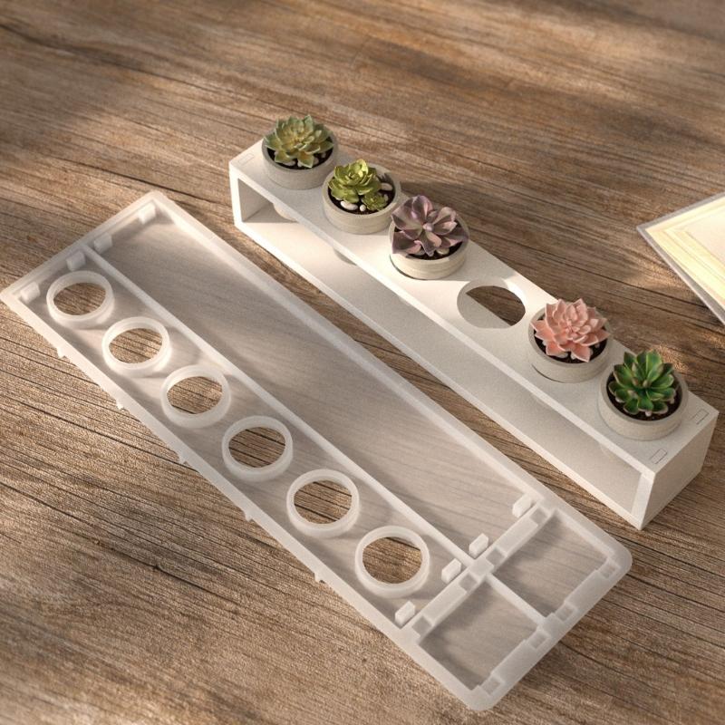 Silicones Craft Mold For Candle Cup Stand Succulents Planter Cup Holder Tray Effortlessly Demolding 6 Compartment