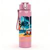 1PC Beach Life Tropical Coast Poster 750ml Color Plastic Sports Water Bottle Leakproof Flip Straw Lid Suitable for Sports Office Home Use