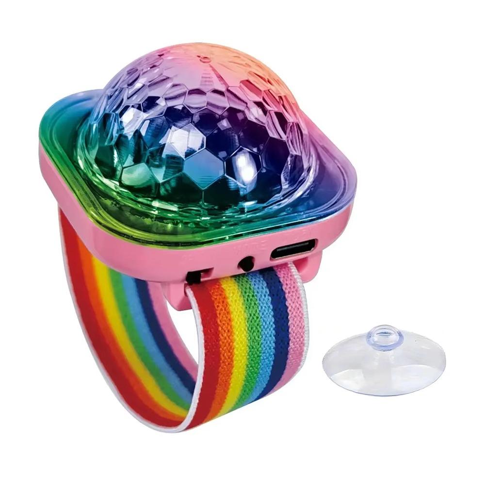 

RGB LED USB Wristband Lights Portable with Suction Cup Disco Strobe Lights Strobe Effect Adjustable strap Wearable Watch Lamp розовый
