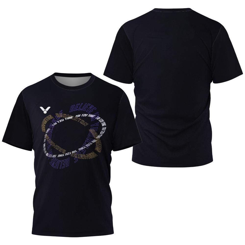 Summer T-shirt Quick-dry Short-sleeve T-shirt Top with Geometric Pattern Splicing Badminton T-shirt Brand Men's Wear