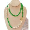 Vintage High-Quality Natural Freshwater Pearl Emperor Green Chalcedony Sweater Chain, A Variety Of Wearing Necklaces