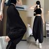 Women’s High Waist Ice Silk Carrot Pants - Slimming, Loose Fit, Cuffed, Petite 3/4 Length for Summer