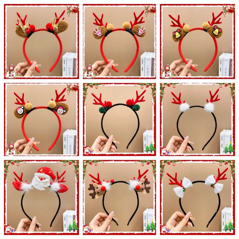 Christmas Decoration Antlers Headband Elf Deer Horn Hair Band Photo Props Christmas Headband  Girl