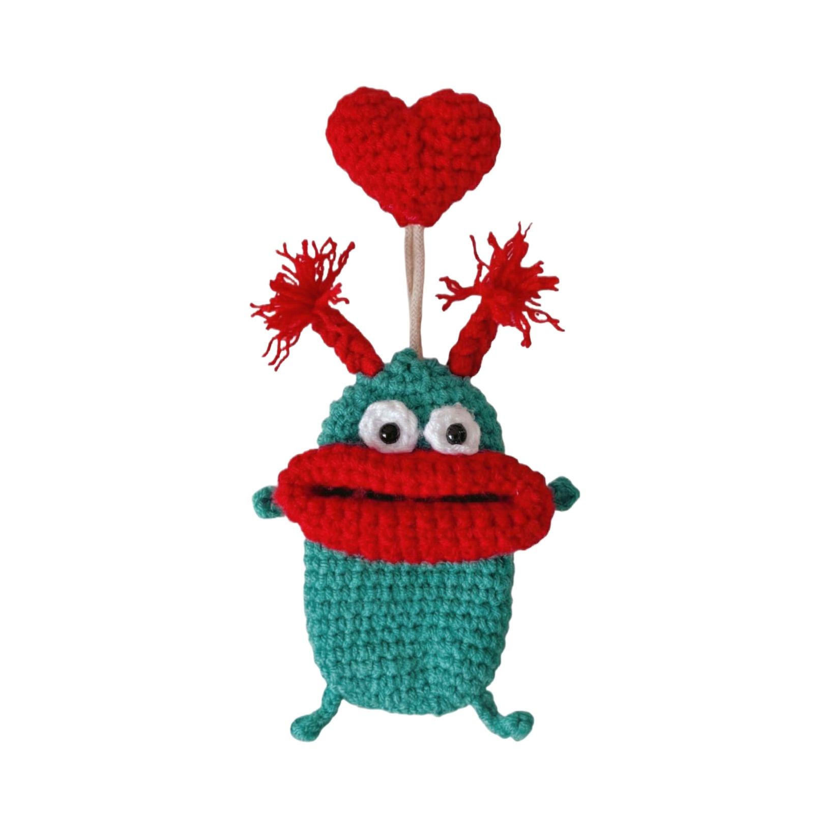 Handmade Knitted Key Cover Novelty Yarn Key Pouch with Button Closure for Car and Home Keys Cute Character Design Keychain Holder One Size