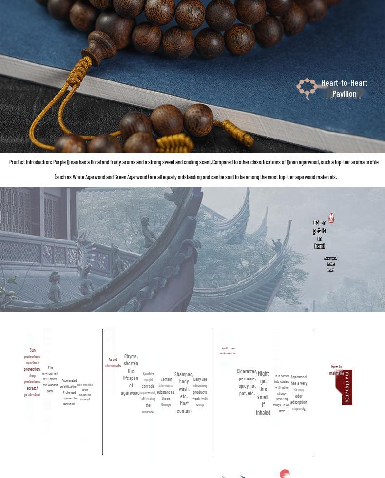 Vietnam Nha Trang Purple Agarwood Unisex Bracelet - Natural Wild Sinkwood Buddhist Prayer Beads, 108 Beads