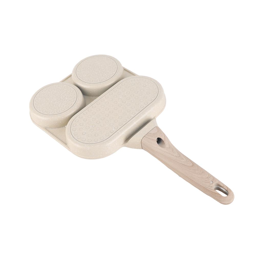 3 in 1 Breakfast Pan Nonstick Aluminum Alloy Labor Saving Pancake Frying Pan for Egg Bacon