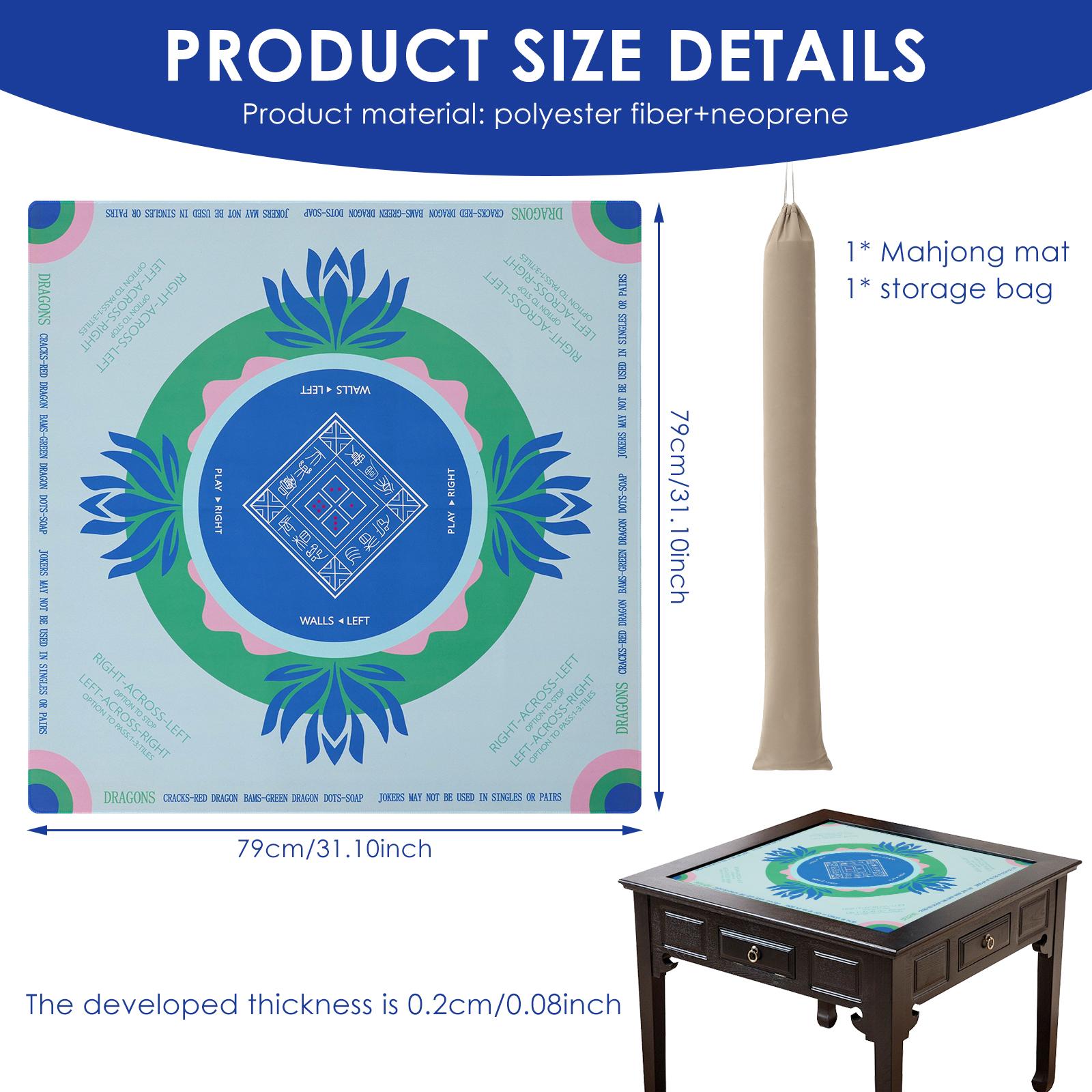 Mahjong Table Mat 79x79 cm Mahjong Board Game Cover With Anti Slip Bottom Noise Reduction Playing Mat for Poker Card Board Game