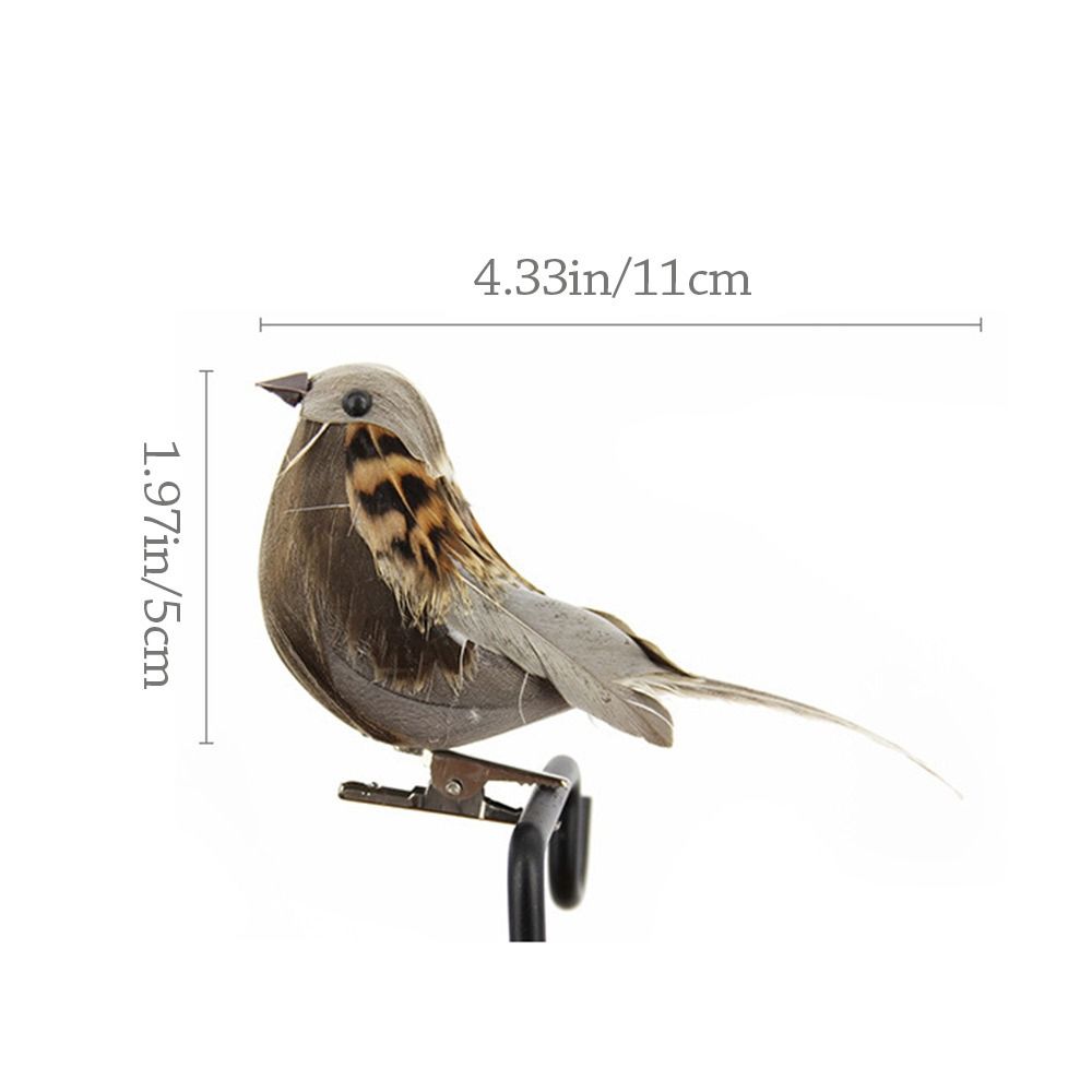 6PCS with Clips Simulation Sparrow Multicolor Artificial Bird Model Home Decoration