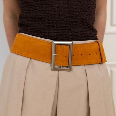 BT8078 Wide Square Buckle Suede Belt 58mm