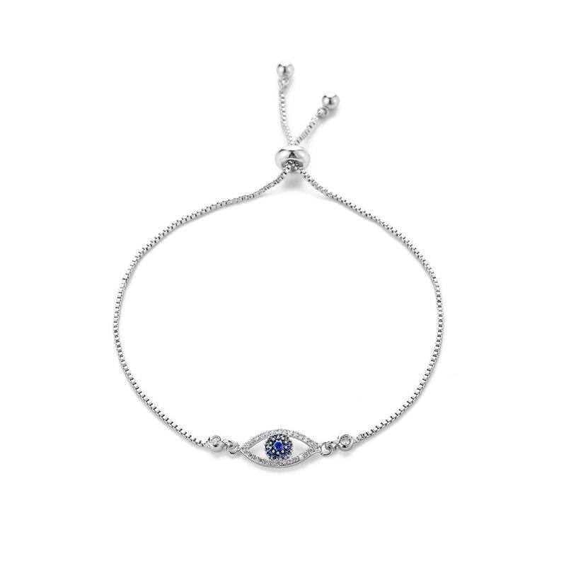 Stylish For Women Fashionable Blue Cubic Zircon Eye Open Adjustable Bracelets Charm Box Chain Bracelets Gathering Party Event JewelryFashion Charm