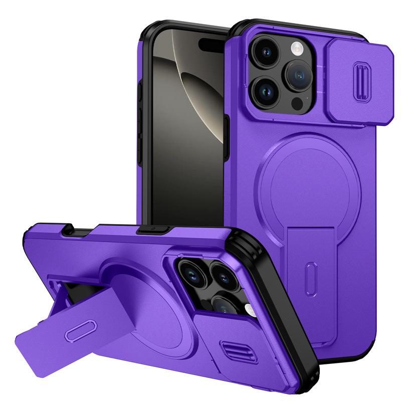 For Magsafe Stand Invisible Hard Case for Iphone 17 Pro Max Air 16 Plus 16e 15 14 12 13 Pro Iphone17 Accessories