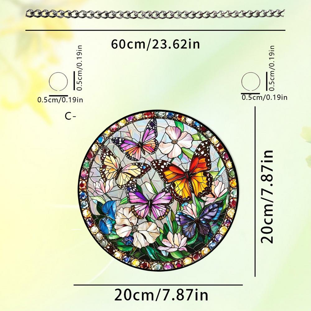 Sunlight Catcher Acrylic Ornament 7.8 Inch Outdoor 2D With Chain Colorful Pattern Decoration Acrylic Pendant For Porch Garden