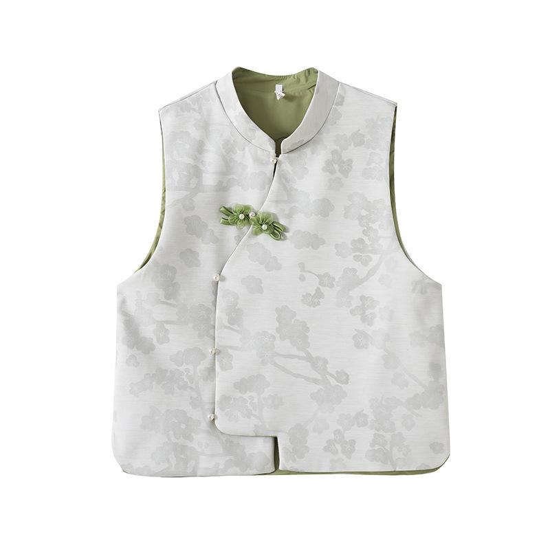2025 new jacquard buckle vest women's high-end wind embroidery early spring vest women