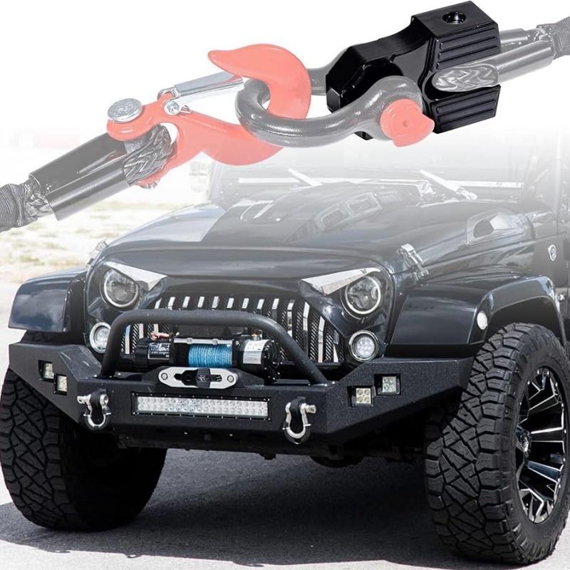 Flat Winch Shackle Recovery Hook 30,000LB Mount Assembly Tow Haul ATV UTV w/Iron Pin & Rubber Guard Universal Fit