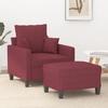 VidaXL Armchair with Footrest Bordeaux Red 60 Cm Fabric, Sofa, Armchair, TV Armchair, Single Sofa, Seat, Sofa 3201087