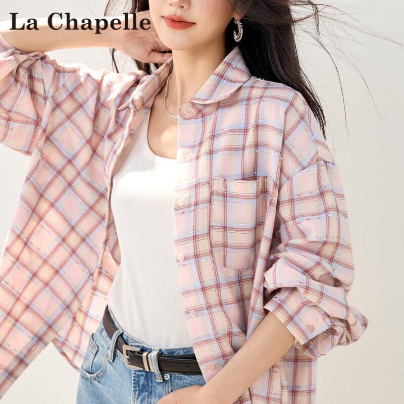 La Chapelle Korean-Style Aesthetic Plaid Long-Sleeve Shirt