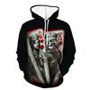Men's Spring and Autumn Fashion Trendy Hoodie 3D Poker Printed Hoodie Retro High Street Hip Hop Casual Comfortable Sweatshirt