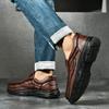 Fashion Men's Casual Shoes Luxury Design Comfy Man Sneakers Handmade Leather Classic Black Brown Non-Slip Platform Men Loafers
