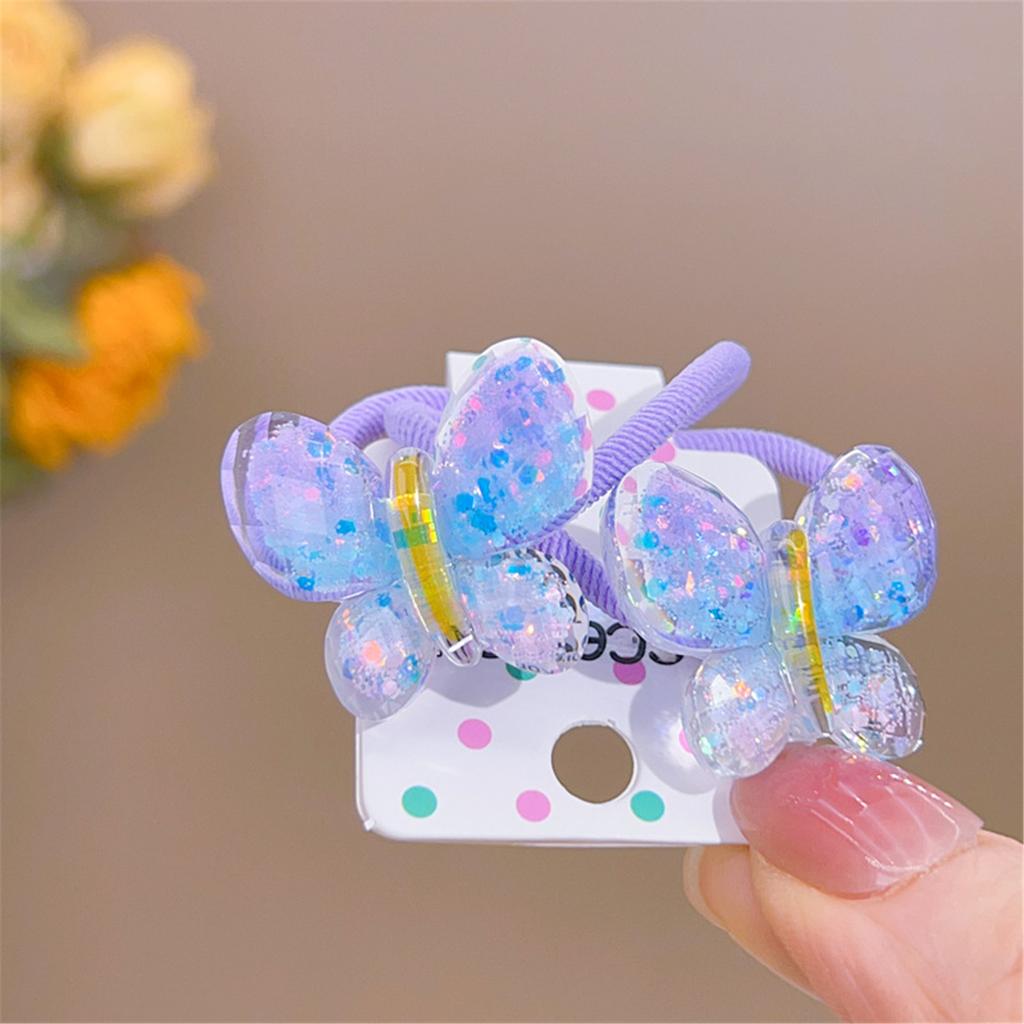 Candy Color Butterfly Hairband for Children Hair Elastic Hair Band Ponytail Holder Little Girl Hair Accessories 1 Pair